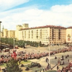 Встреча героев Космоса на Ленинском проспекте. Снимок Москвы в 60-х годах.