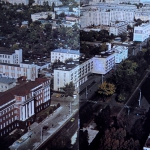 Фотография панорамного вида Социалистического и Ленинского проспектах. Снимок 1979 год.