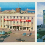 Фотография сделана в 70-х годах. Памятник Махачу Дахадаеву на привокзальной площади. Гостиница Ленинград (справа) в Махачкале.