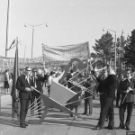 Новосибирск в 60-х годах. Демонстрация начало шествия студентов, Академгородк.