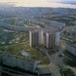 Снимок с вертолета. Городок чекистов. Жилой район ВИЗ-правобережный с птичьего полёта. Фото Свердловска в 1979 году.